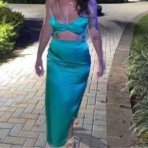 Green Cutout Maxi Dress